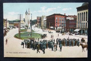 Watertown,  Ny,  Public Square,  Crowds Of People,  Circa 1905