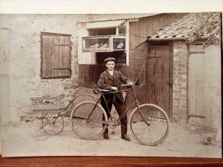 Pigeon Fancier On Old Adapted Bicycle - Vintage Rp Real Photo Postcard C1910