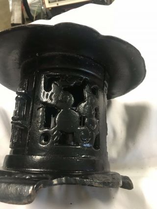Vtg Cast Iron Japanese Pagoda Hanging Footed Garden Patio Lantern Candle Holder 4