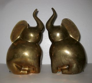 Pair Dolbi Cashier Heavy Brass Modernist Elephants Bookends Mid Century Modern