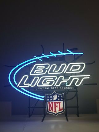 Bud Light Nfl Football Beer Sign For Bar Or Man Cave.  Great