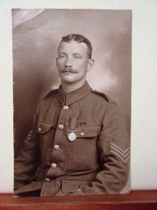 Sgt 2084 F W Shepherd,  13th London Regiment,  Dcm Medal,  Ww1 Military Rp Postcard