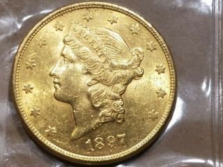 1897 S $20 Liberty Head Gold Double Eagle Coin About Uncirculated Au / Ms