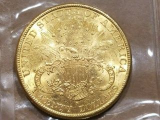 1897 S $20 Liberty Head Gold Double Eagle Coin About Uncirculated AU / MS 6
