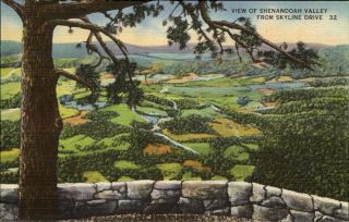 View Of Shenandoah Valley From Skyline Drive Virginia Va 1940s