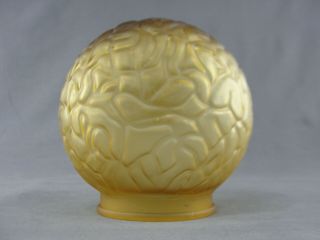 Antique Amber Glass " Brain " Art Deco Globe Lamp Light Shade 3 1/8 " Fitter