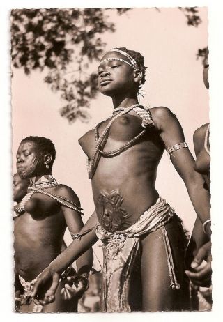 Africa,  Western,  Nude Native Girls,  Dancing,  Danseuse Africaine,  Real Photo,  `50