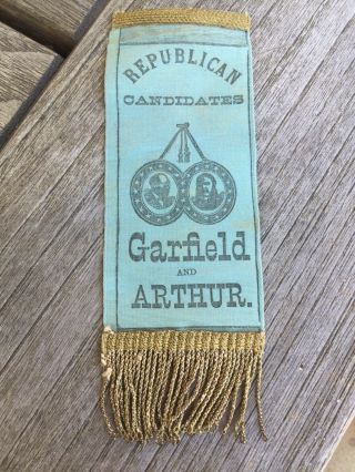 Garfield And Arthur Republican Candidates 1880 Silk Campaign Ribbon President
