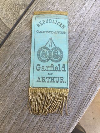 Garfield And Arthur Republican Candidates 1880 Silk Campaign Ribbon President 2