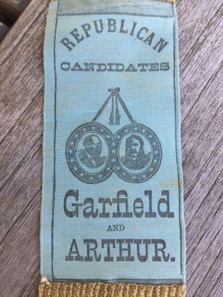 Garfield And Arthur Republican Candidates 1880 Silk Campaign Ribbon President 3