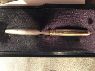 Montblanc Sterling Silver Meisterstuck Fountain Pen 4810 14k Gold Nib Solitaire.