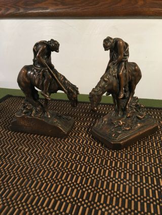 Bronze Bookends " End Of Trail " Highly - Detailed Circa 1920 
