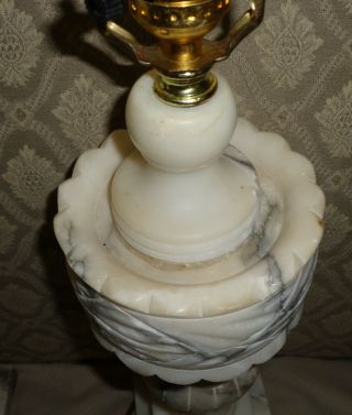 Matching Pair Vintage White Alabaster Neoclassical Style Table Lamps 18 