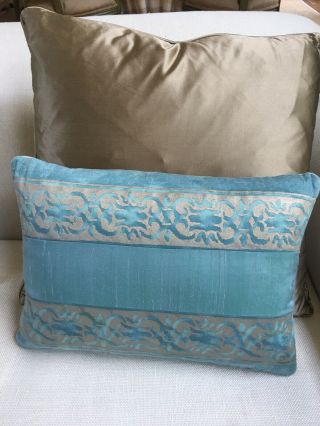 Fortuny Caribbean Blue Custom Down Pillow Italy
