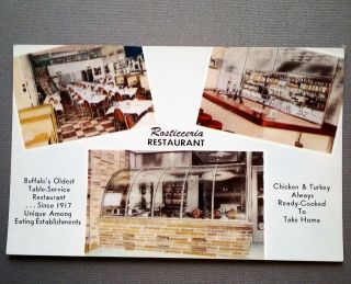 Vintage Postcard Of Rosticceria Restaurant,  Buffalo,  York 3 - View