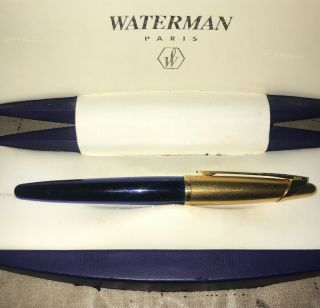 Waterman Edson Blue And Gold Fountain Pen 18k F Nib