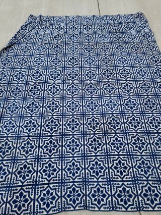 Vintage Hand Made Star Design Needlepoint Quilt Coverlet Size Twin