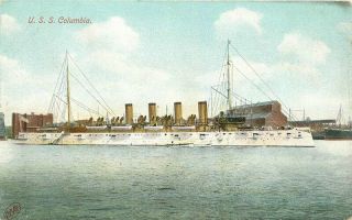 C - 1910 Uss Columbia Military Great White Fleet Postcard Metropolitian 7800