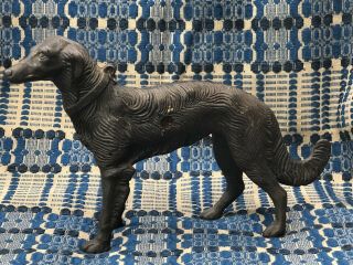 Vintage Hubley Cast Iron Russian Wolfhound / Borzoi Dog 12” Doorstop