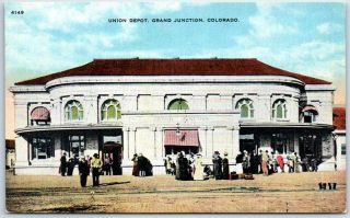 Grand Junction,  Colorado Postcard Union Depot Railroad Train Station Hht C1920s