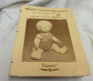 Marie Louise Originals Qualitycloth Dolls Pattern Timmy Rare.