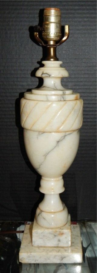 Gorgeous Pr Italian Marble Table Lamps Urn Shape Alabaster Carved Neoclassical