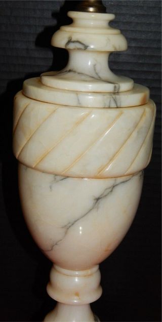 Gorgeous Pr Italian Marble Table Lamps Urn Shape Alabaster Carved Neoclassical 2