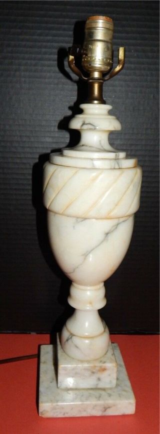 Gorgeous Pr Italian Marble Table Lamps Urn Shape Alabaster Carved Neoclassical 3