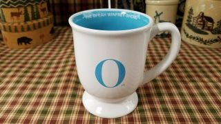 The Oprah Winfrey Show Tv Pedestal Coffee Tea Mug White & Blue Ceramic 16oz