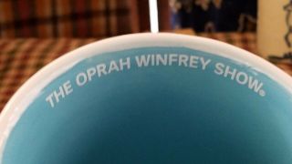 The Oprah Winfrey Show TV Pedestal Coffee Tea Mug White & Blue Ceramic 16oz 2