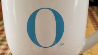 The Oprah Winfrey Show TV Pedestal Coffee Tea Mug White & Blue Ceramic 16oz 3