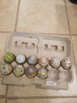 Set Of 10 Halcyon Days Enamels England Eggs Years 1973 - 1982