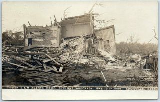 1908 Louisville,  Nebraska Rppc Postcard Cyclone Wreckage House View Olson Photo
