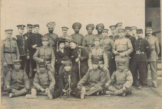 China Old Photo Group of Soldiers with a Woman in Center; ca.  1900 Russia India 2