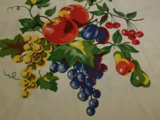 VINTAGE Tablecloth 1940 ' S Wilendur? Cherries Grapes Peaches Fruit 6