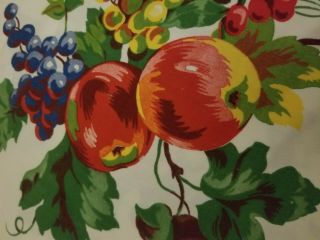 VINTAGE Tablecloth 1940 ' S Wilendur? Cherries Grapes Peaches Fruit 7