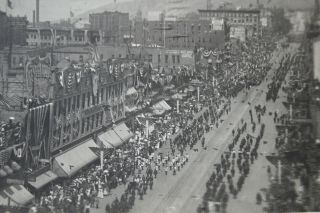 Vintage 1909 Downtown Parade Patriotic Salt Lake City Utah Real Photo Post Card