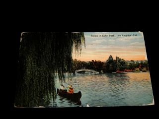 Vintage Postcard,  Los Angeles,  California,  Ca,  Canoeing In Echo Park,  To Rochester,  Ny