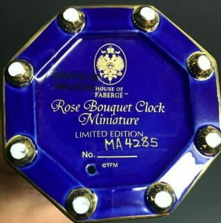 House Of Faberge LTD Ed MA4285 Miniature Rose Bouquet Clock 12