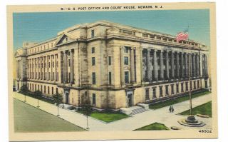 Linen Postcard,  Us Post Office And Court House,  Newark,  Nj
