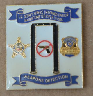 Rare Us Secret Service Lapel Pin Magnetometer Operations