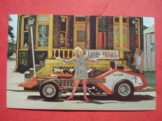 Vintage Barris Voxmobile Show Rod Postcard Jimmy Bryant Vox Guitar Car