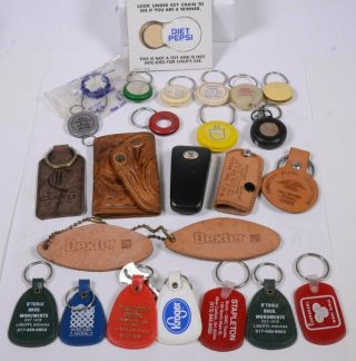 25 Vintage Advertising & Leather Keychains Diet Pepsi Ford Riley 