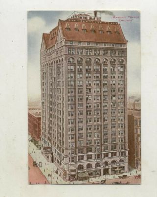 C.  1910 Masonic Temple,  Chicago,  Illinois Postcard