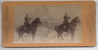 1890s Stereo Card Photo Of The Sheriff Of Billings County North Dakota On Horse