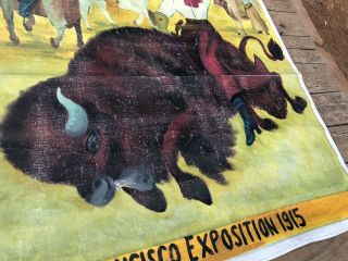 BUFFALO GALS Hand Painted Canvas Banner SAN FRANCISCO EXPSITION 1915 Wild West 3
