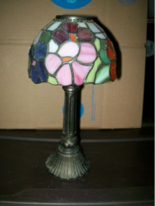 Stained Glass Tiffany Style Tea Light Lamp / 11 "