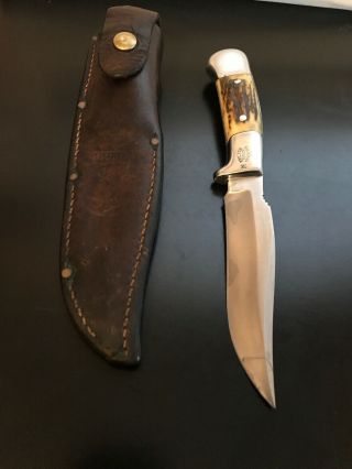 R.  H.  Ruana Custom Knife 27 - Ac Large “m” Stamp - Sheath