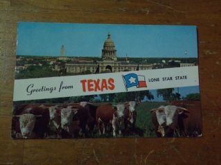 Vintage Postcard Greetings From Texas,  Lone Star State