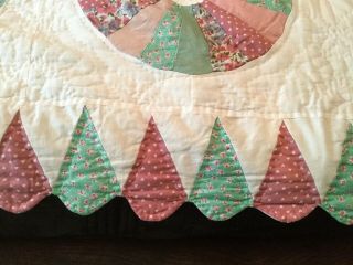 Arch quilts vintage Dresden Plate Pastel Circles 83 X 66 Pink Green White Single 3